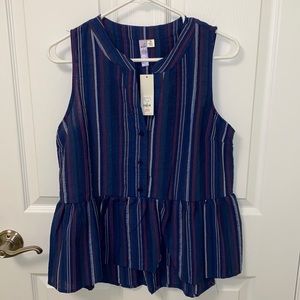 NWT Peplum Striped Blouse